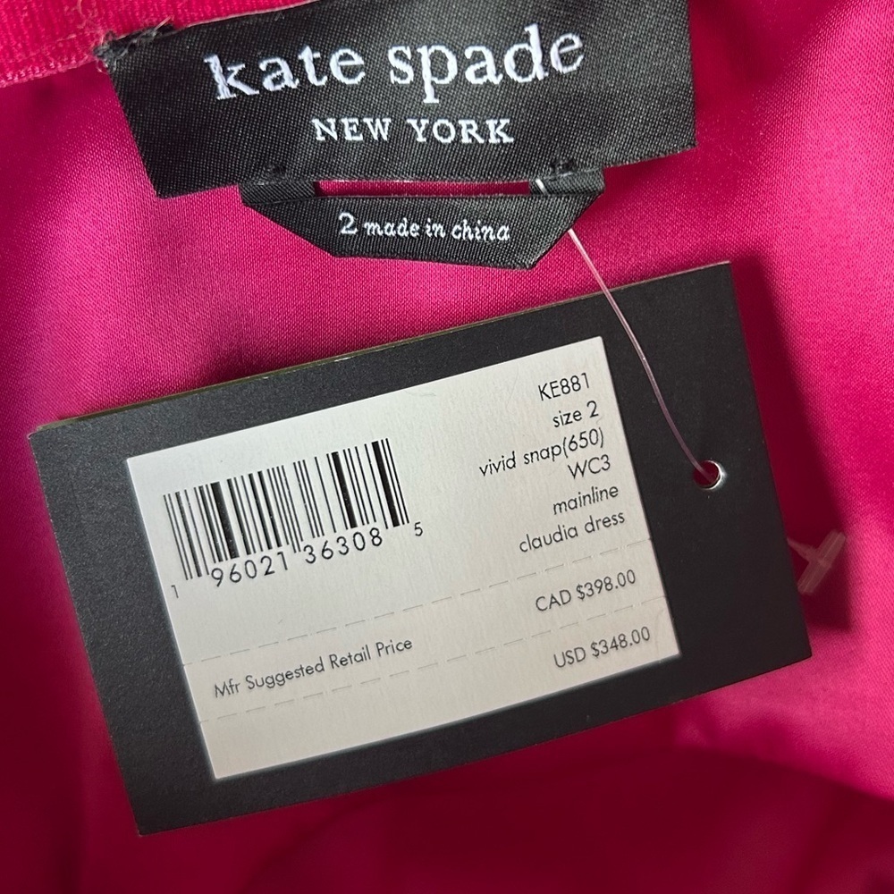 NWT Kate Spade Claudia Bow Dress Magenta Strapless Size 2 - Picture 6 of 10